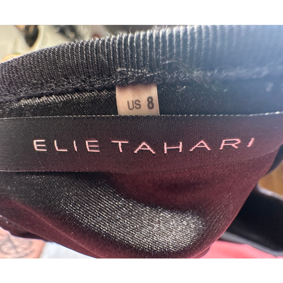 Elie Tahari 8 Stretch WOVEN BAMBOO Cindy Pencil Skirt $228 Textured Black - Picture 6 of 6